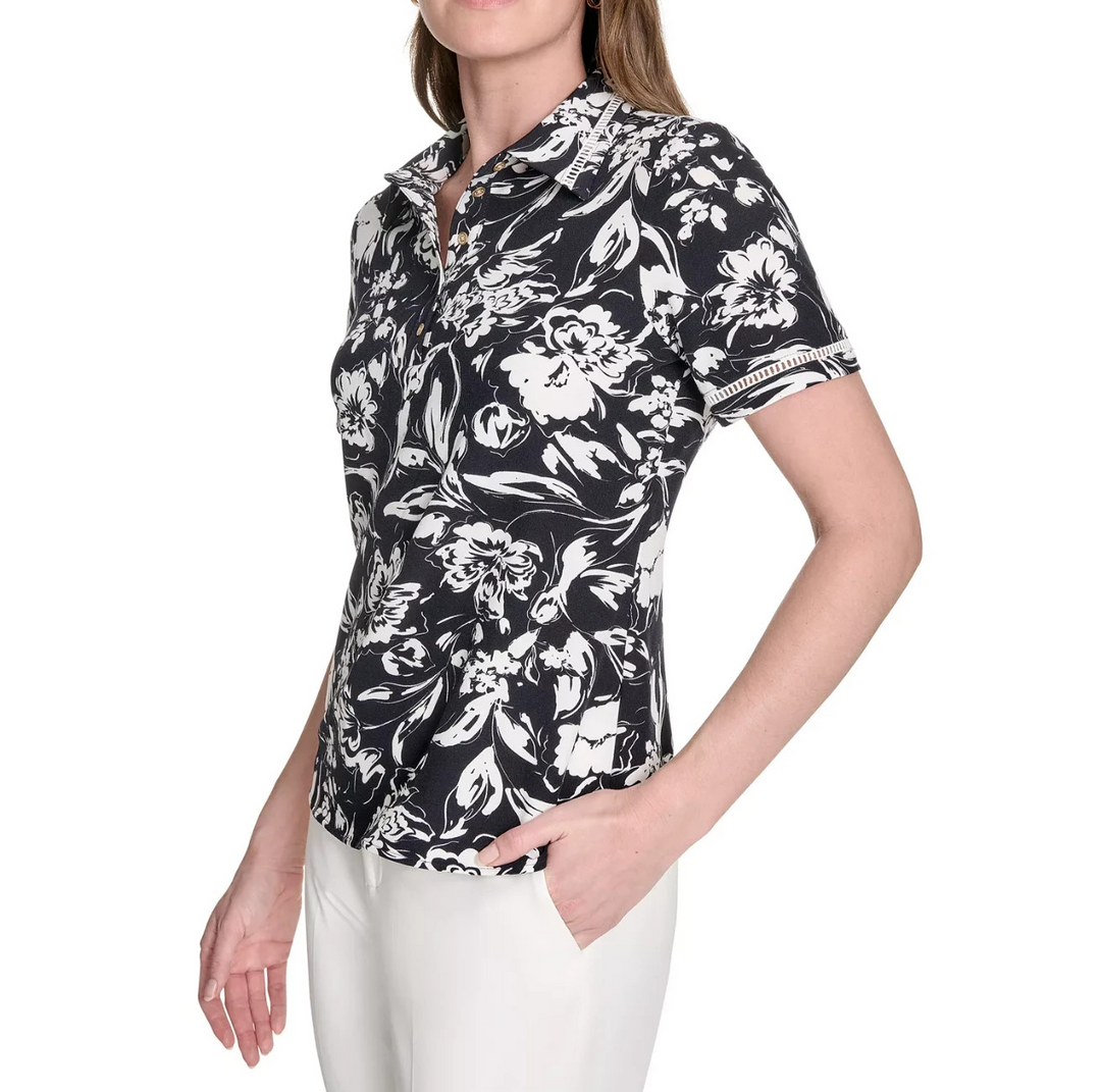 Tommy Hilfiger Women's Floral-Print Short-Sleeve Polo Shirt MSRP $79