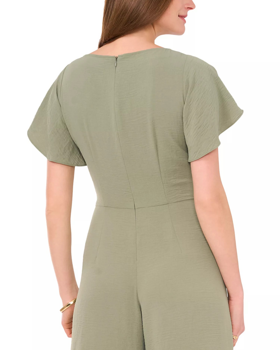 Vince Camuto Women's V-Neck Flutter-Sleeve Crop Wide-Leg Jumpsuit MSRP $109