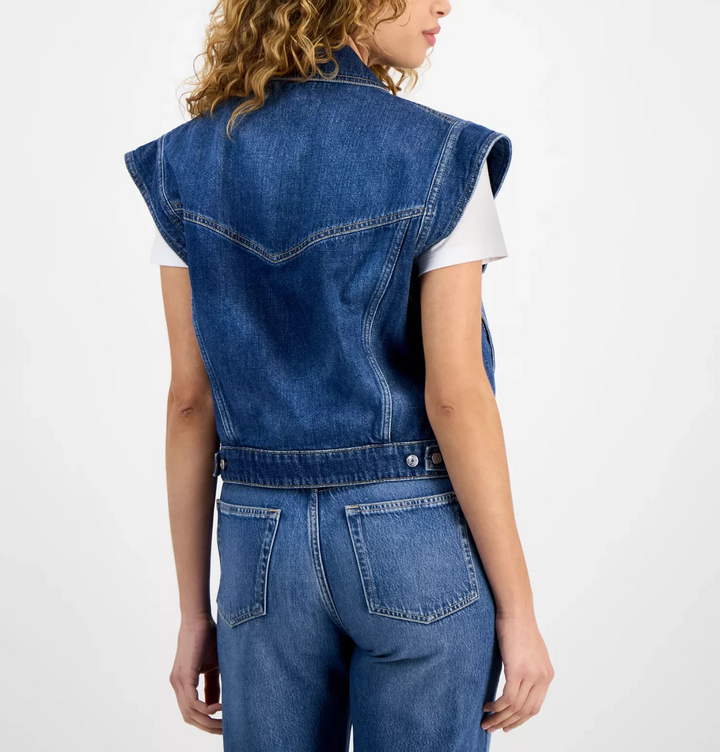 BOSS Orange Women's Extended-Shoulder Denim Vest MSRP $178