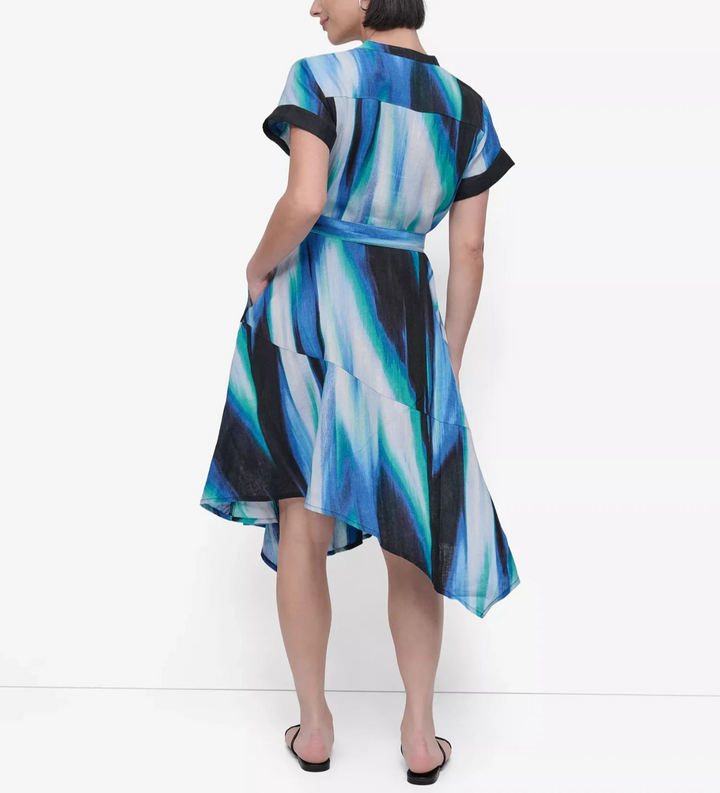 DKNY Women's Short-Sleeve Asymmetric Midi Dress MSRP $159