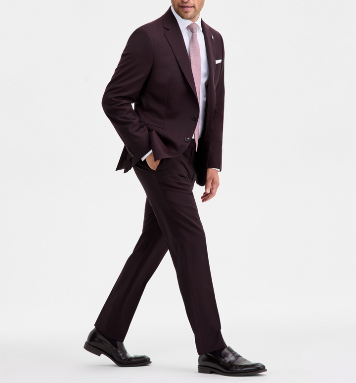 Ted Baker Modern-Fit Bordeaux Wool-Blend Suit Separate Jacket MSRP $450