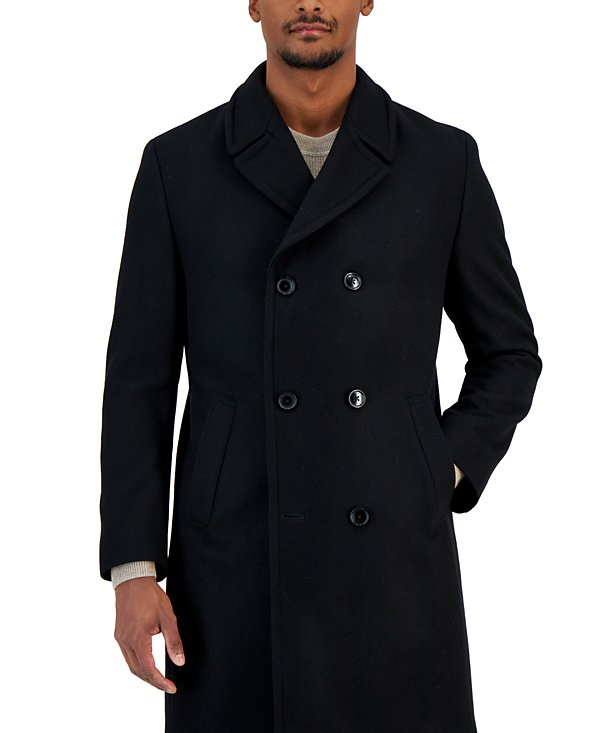Nautica Men's Classic-Fit Double Breasted Wool Overcoat MSRP $395