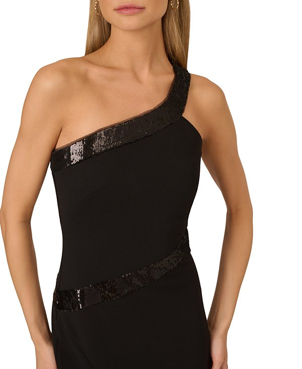 Adrianna by Adrianna Papell Women's Asymmetric Sequin Trim Gown Dress MSRP $245