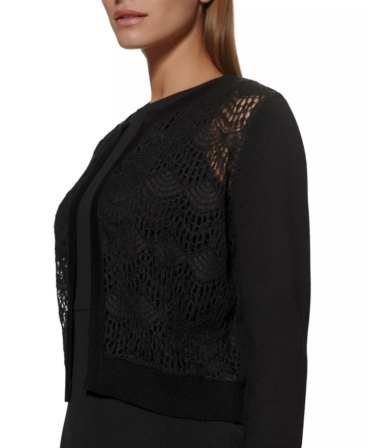 DKNY Lace-Front Open-Front Cardigan MSRP $49
