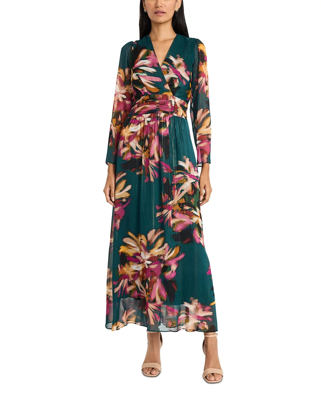 Maggy London Floral-Print Maxi Dress MSRP $158