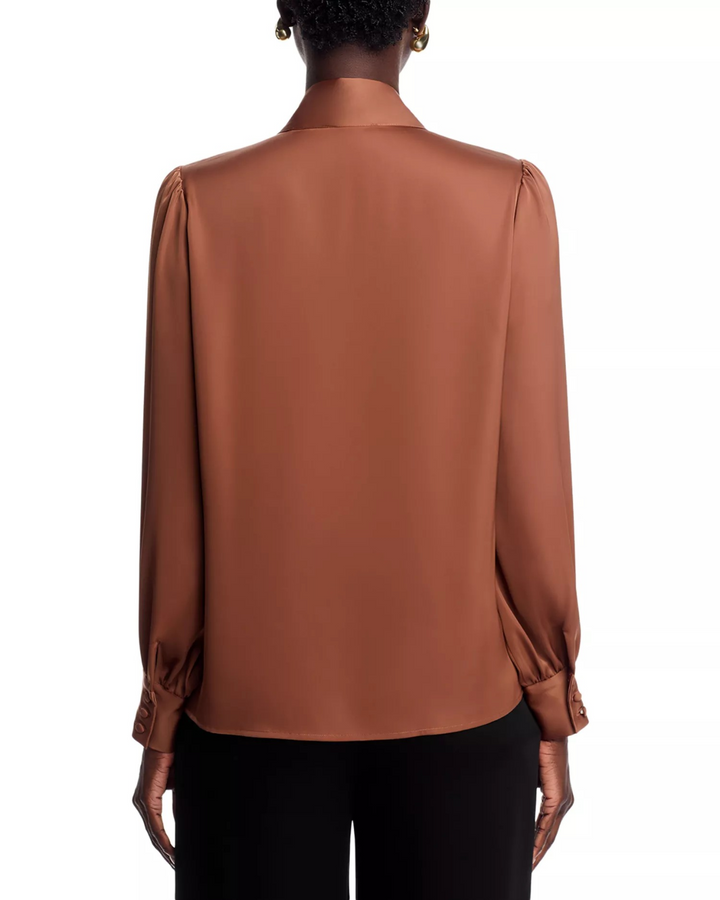 T Tahari Long Sleeve Bow Tie Neck Blouse MSRP $88