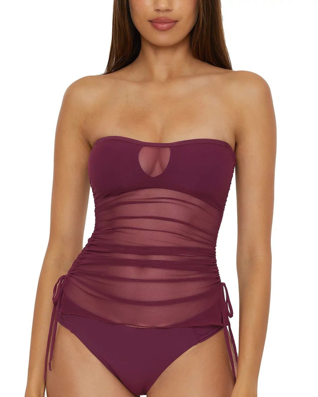 BECCA Muse Bandeau Mesh Overlay Tankini Top MSRP $88
