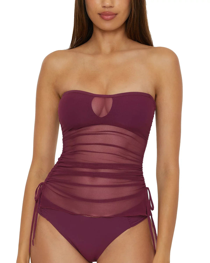 BECCA Muse Bandeau Mesh Overlay Tankini Top MSRP $88