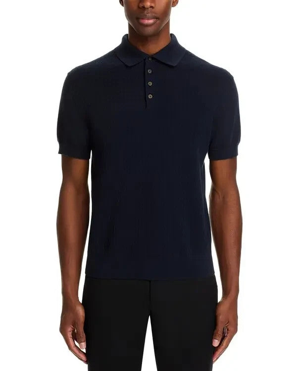 The Men's Store Pointelle Short Sleeve Sweater Polo MSRP $108
