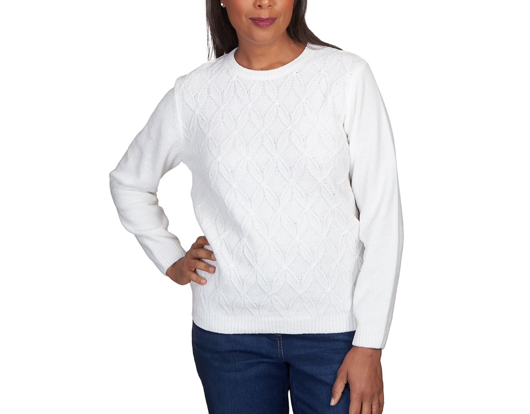 Alfred Dunner Petite Classic Chenille Pullover Sweater MSRP $59.50