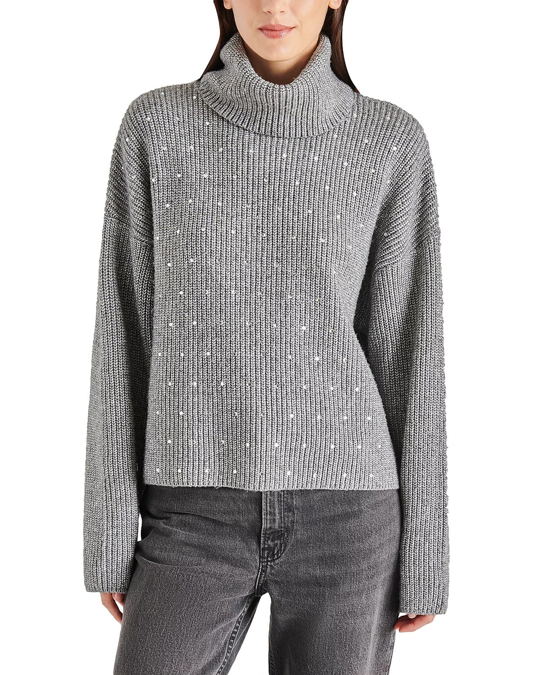 STEVE MADDEN Astro Crystal Turtleneck Sweater MSRP $119