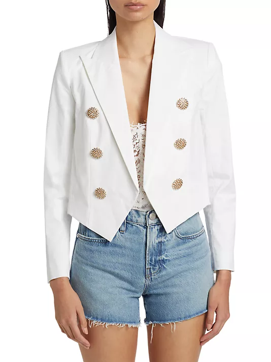 L'AGENCE Lila Open-Front Blazer in White MSRP $595