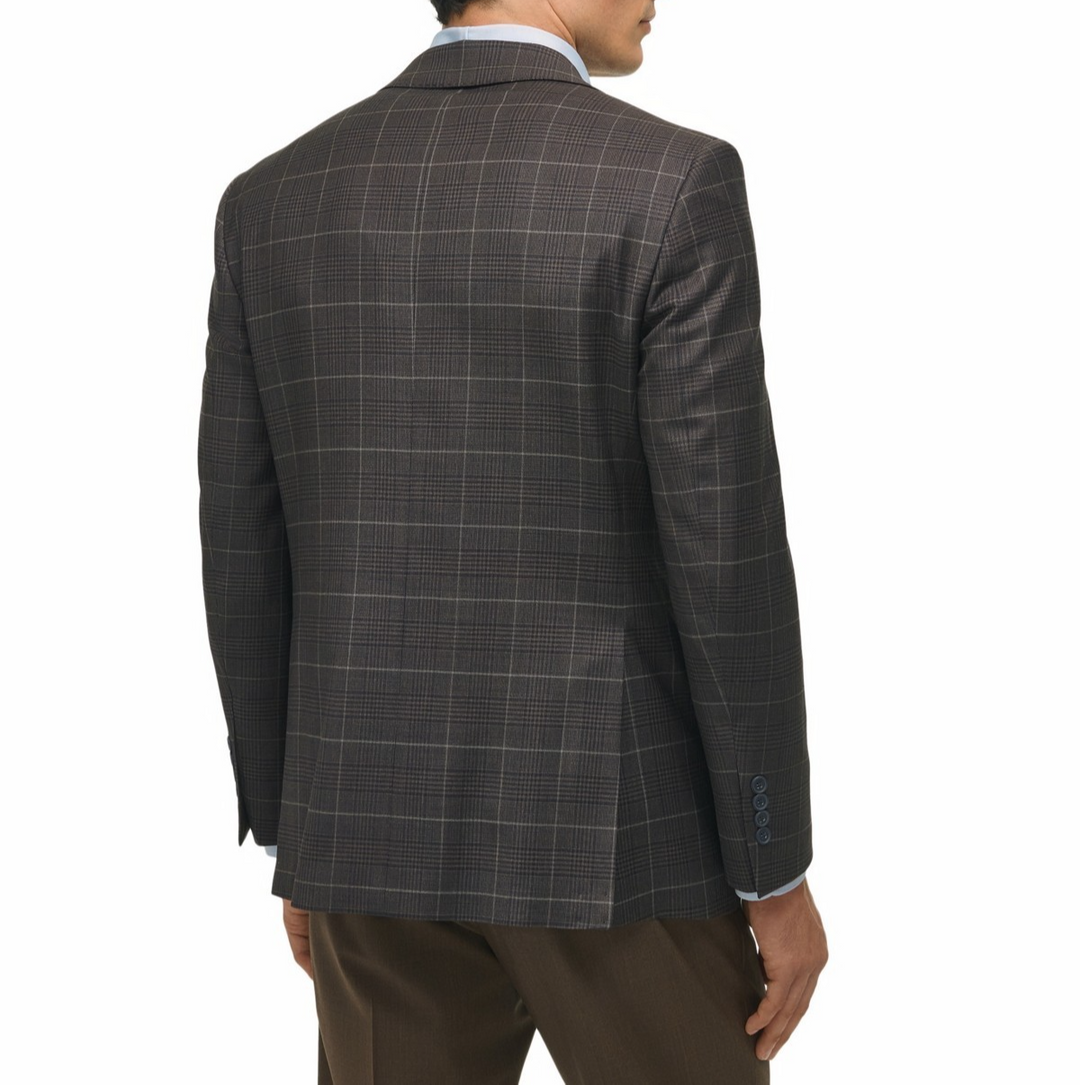 B By Brooks Brothers Classic-Fit Wool-Blend Plaid Sport Coat MSRP $375