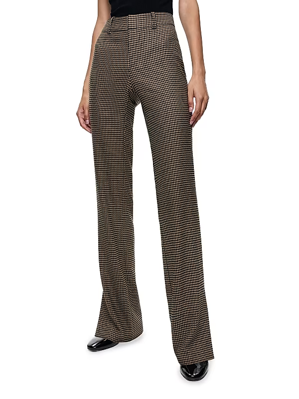 Alice + Olivia New Olivia Houndstooth Slim Flare Trousers MSRP $350