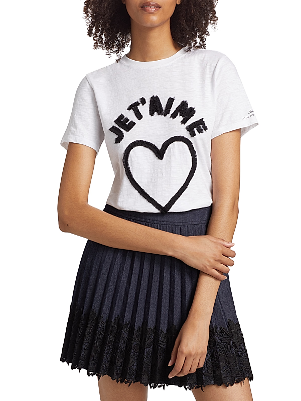 Cinq a Sept Je T'Aime Heart Graphic Tee MSRP $165