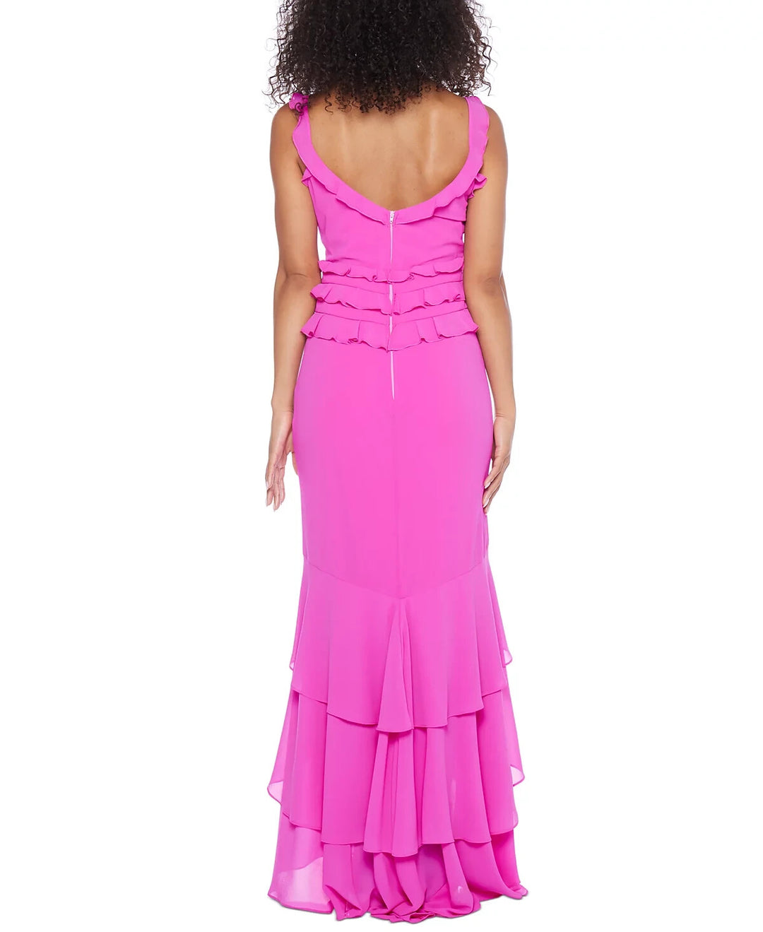 B Darlin Juniors' Ruffle V-Neck Front-Slit Gown MSRP $99