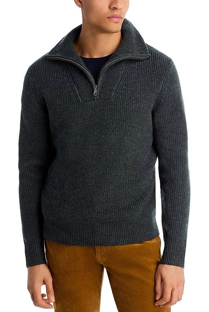 The Men's Store Merino Wool Ribbed Quarter Zip Sweater MSRP $268