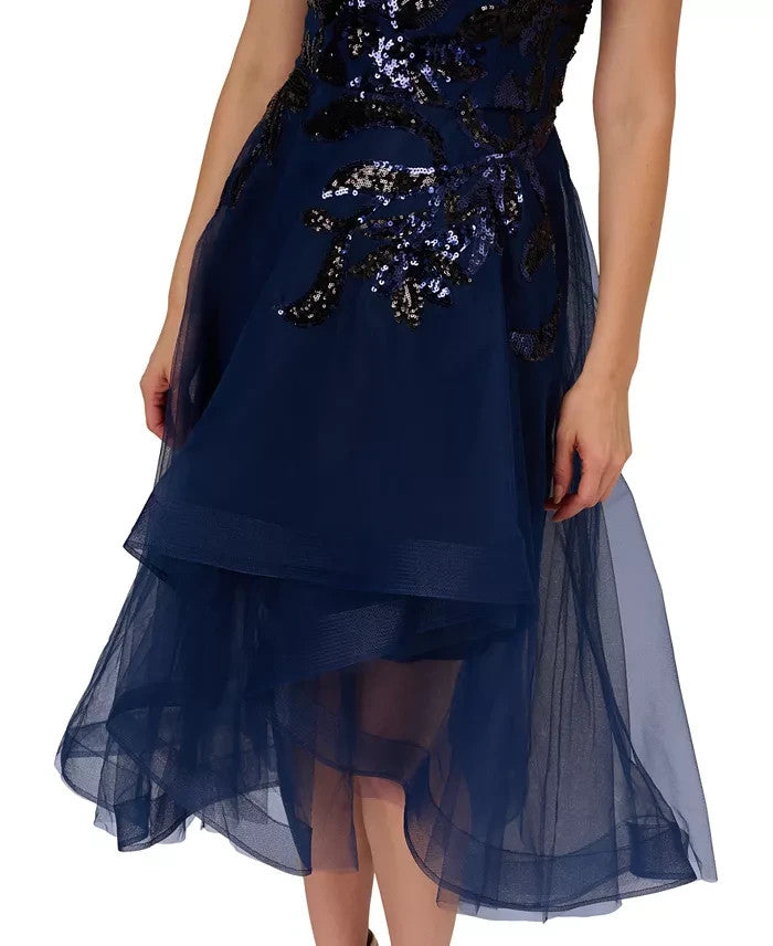 Adrianna Papell High-Low Fit & Flare Sequin Dress
