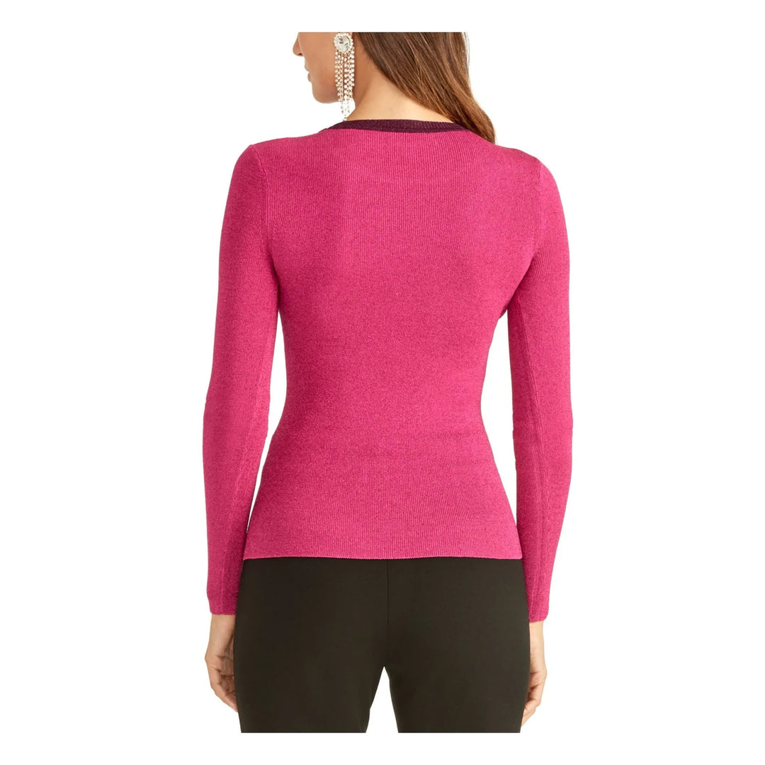 RACHEL Rachel Roy Metallic Ringer Pullover Sweater MSRP $79