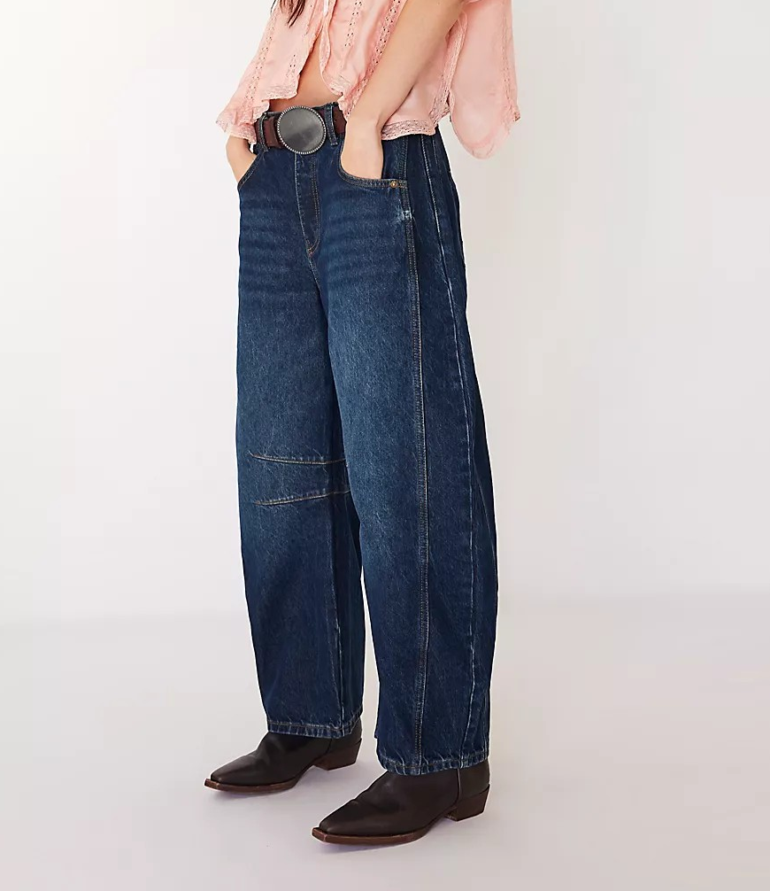 Free People We The Free Good Luck Mid Rise Barrel Jeans MSRP $98