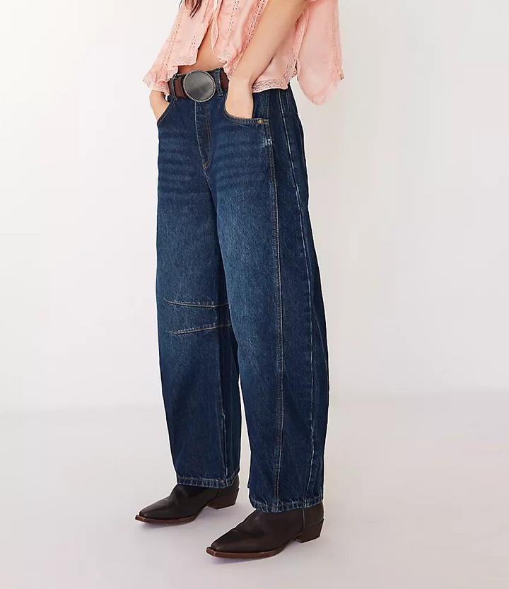 Free People We The Free Good Luck Mid Rise Barrel Jeans MSRP $98