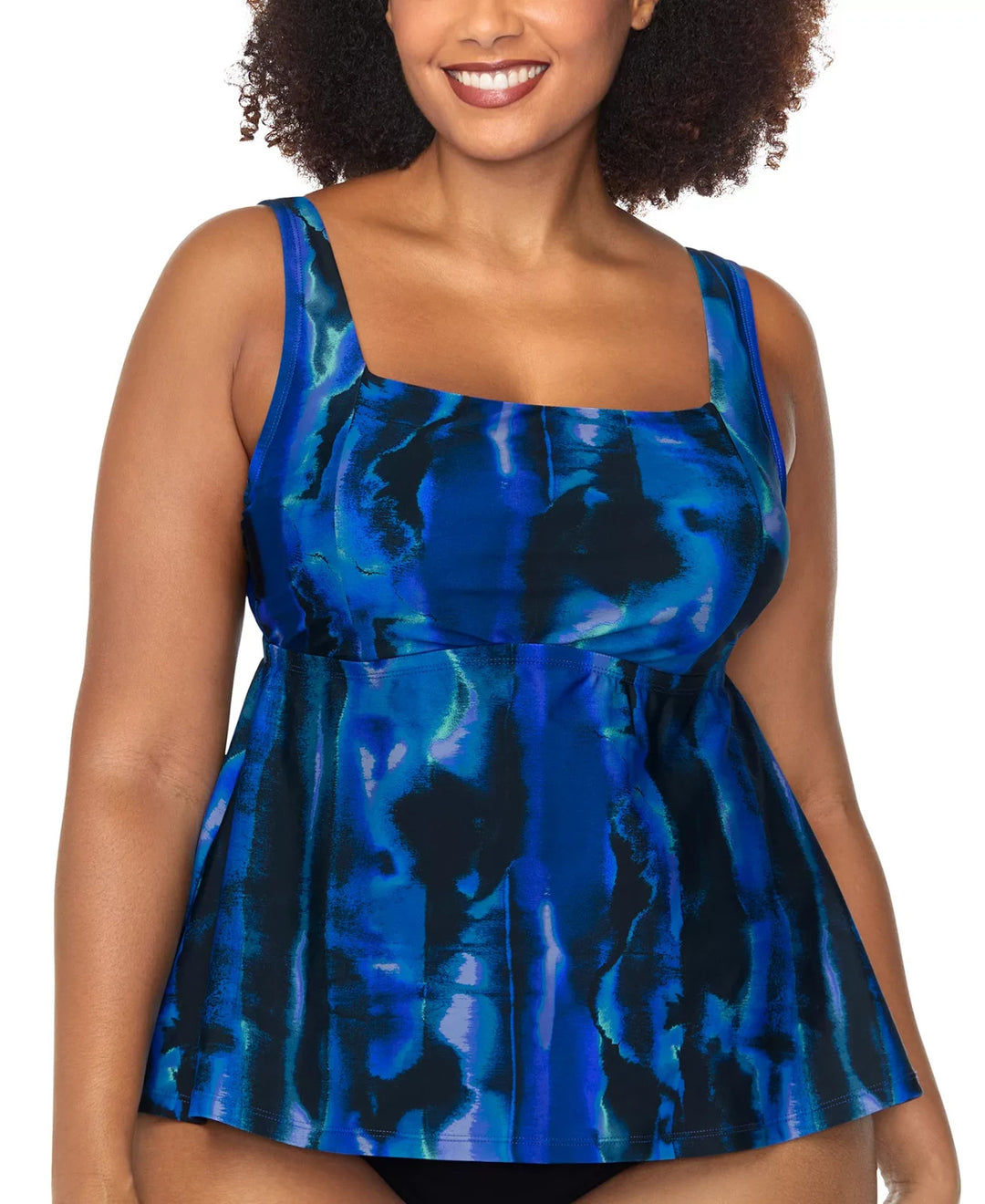 Raisins Curve Trendy Plus Size Straya Printed Tankini Top MSRP $66