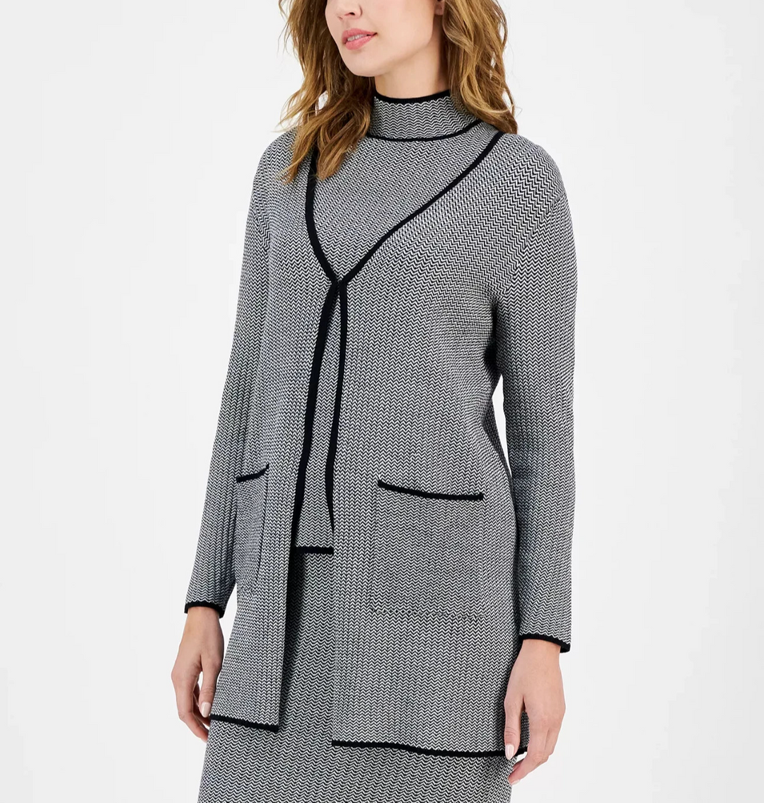 Anne Klein Women's Oversized Patch-Pocket Long Cardigan MSRP $109