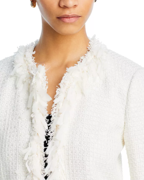 Derek Lam 10 Crosby Garcia Fringe Tweed Open Jacket MSRP $650