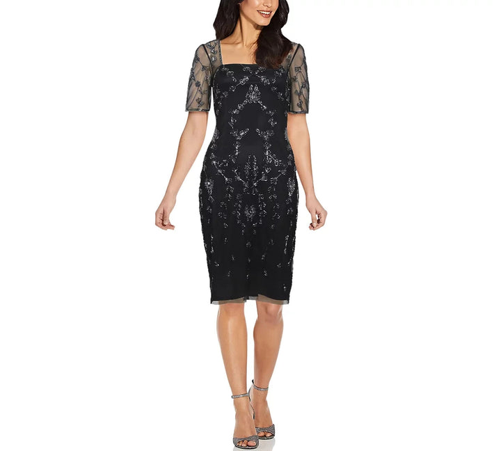 Papell Studio by Adrianna Papell Papell Studio Mesh-Sleeve Beaded Dress $149