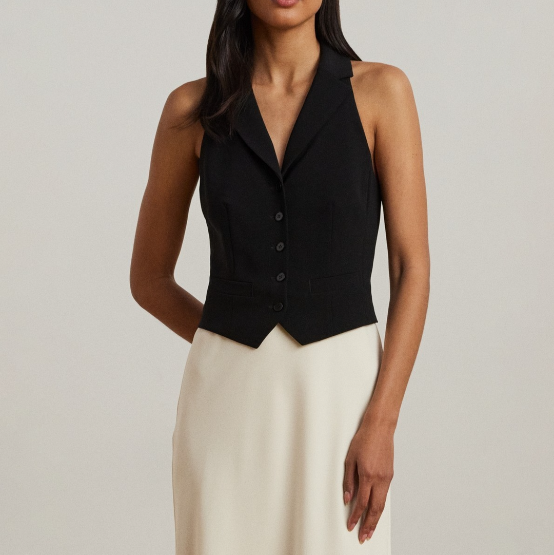 Lauren Ralph Lauren Two-Tone Crepe Sleeveless Gown MSRP $365