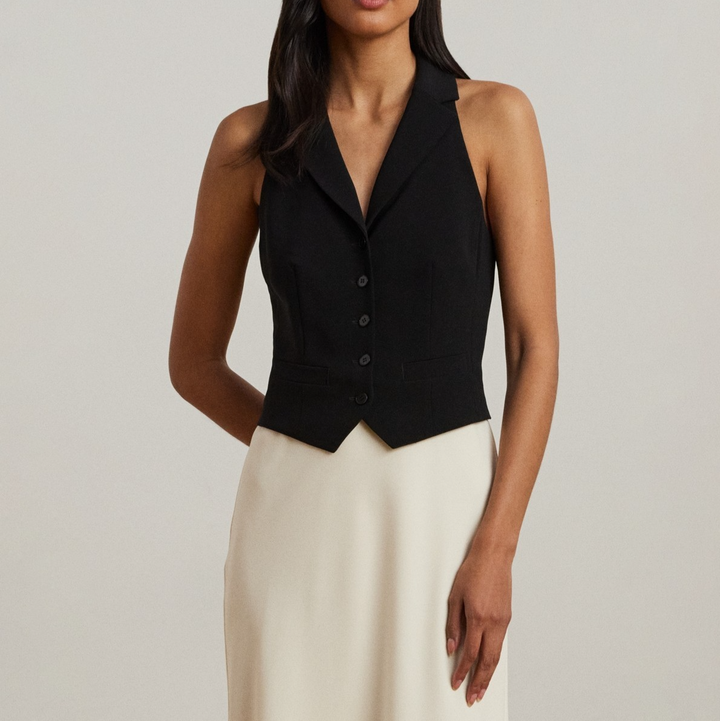 Lauren Ralph Lauren Two-Tone Crepe Sleeveless Gown MSRP $365