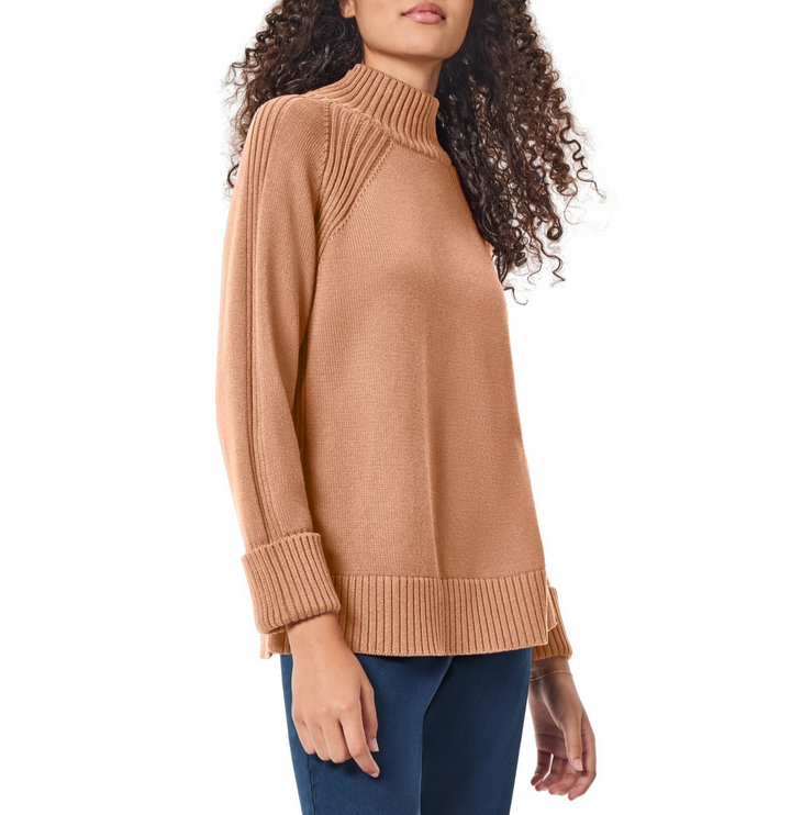 Jones New York Women's Mock Neck Sweater with Rib Detail MSRP $89.50