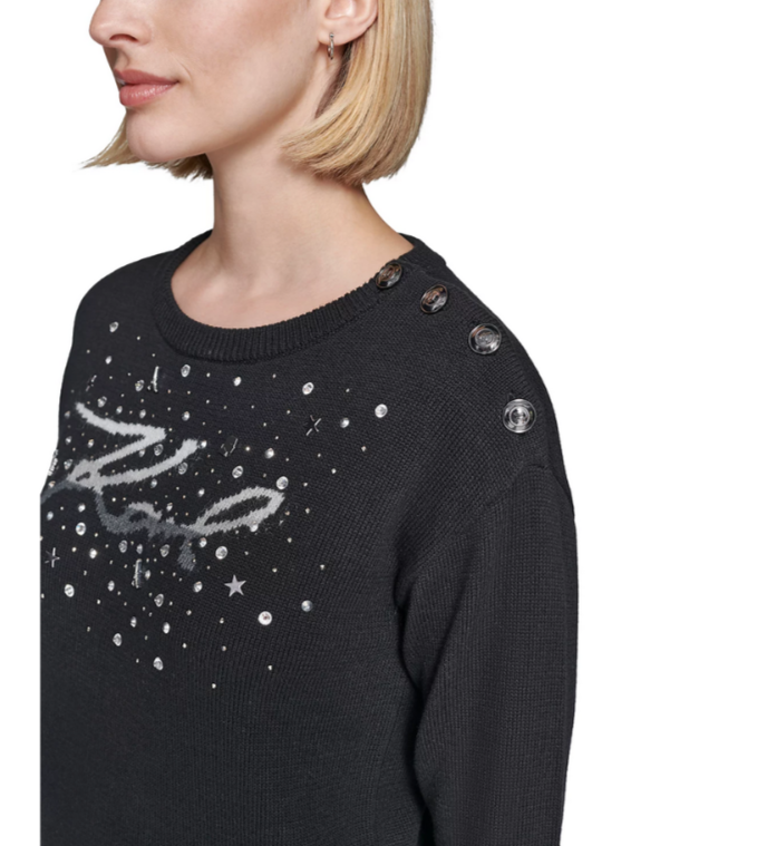 KARL LAGERFELD PARIS Embellished Sweater MSRP $109