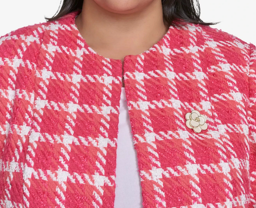 KARL LAGERFELD PARIS Plus Size Open Tweed Short Jacket MSRP $199