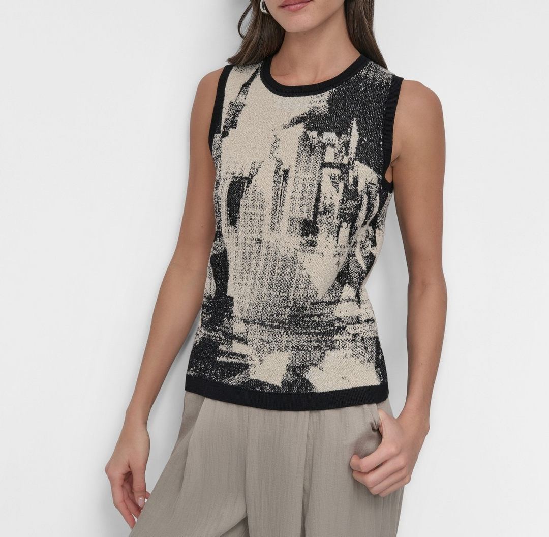 DKNY Women's Boucle Printed Tank Top MSRP $79