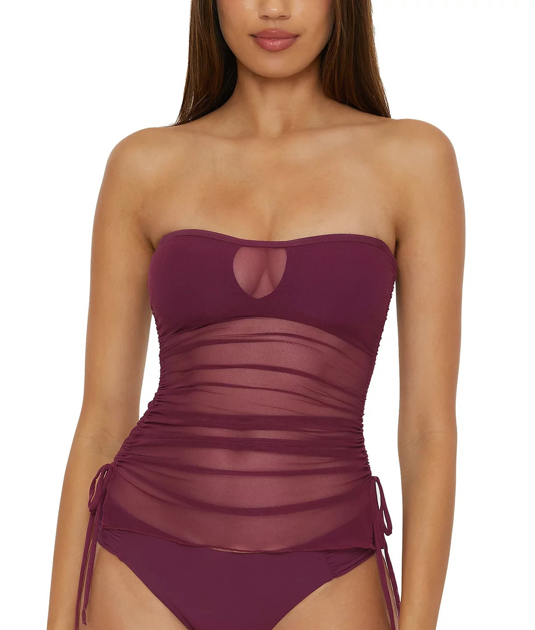 Becca Muse Bandeau Mesh Overlay Tankini Top MSRP $88