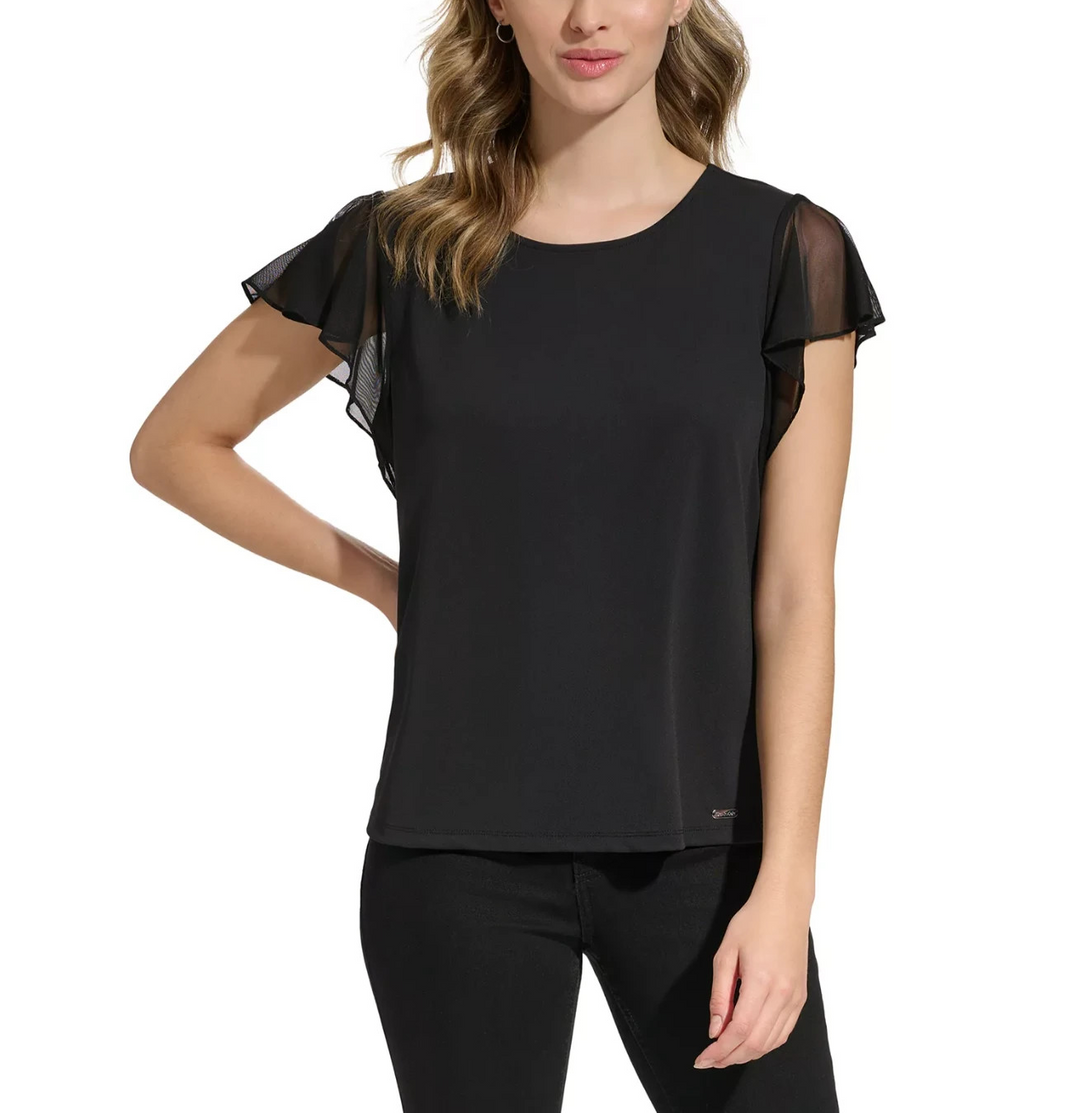Calvin Klein Women's Mesh Sleeve Top MSRP $59.50