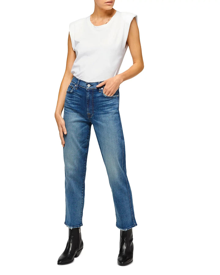 7 For All Mankind High Rise Ankle Straight Jeans MSRP $198