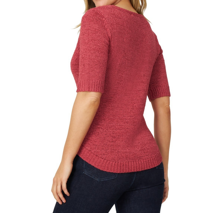 Melissa Paige Women's Elbow-Sleeve Ribbed-Edge Tape-Yarn Sweater MSRP $54.40