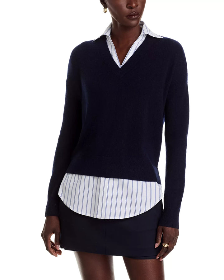 C by Bloomingdale's Cashmere Layered Look Cashmere Sweater MSRP $198