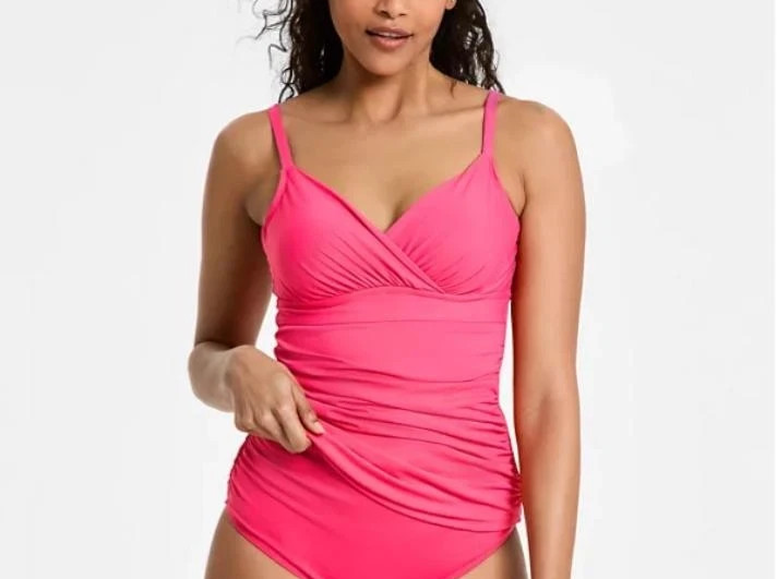 Anne Cole Surplice Underwire Tankini Top MSRP $74