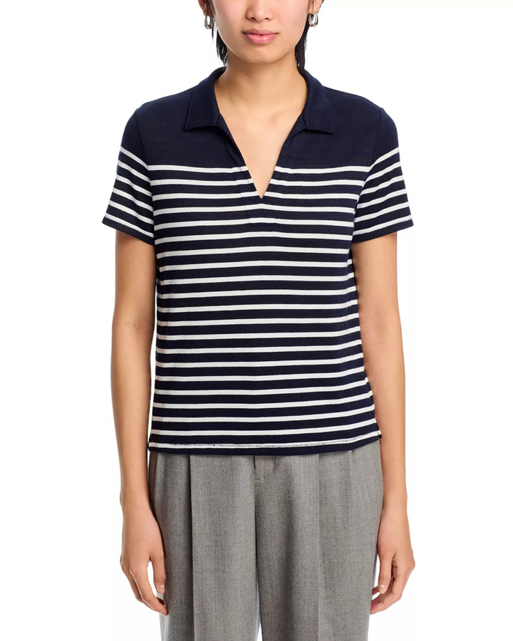 rag & bone The Knit Stripe Polo Top MSRP $178