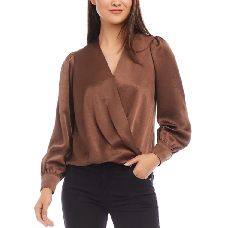 Karen Kane Satin Draped Top MSRP $148
