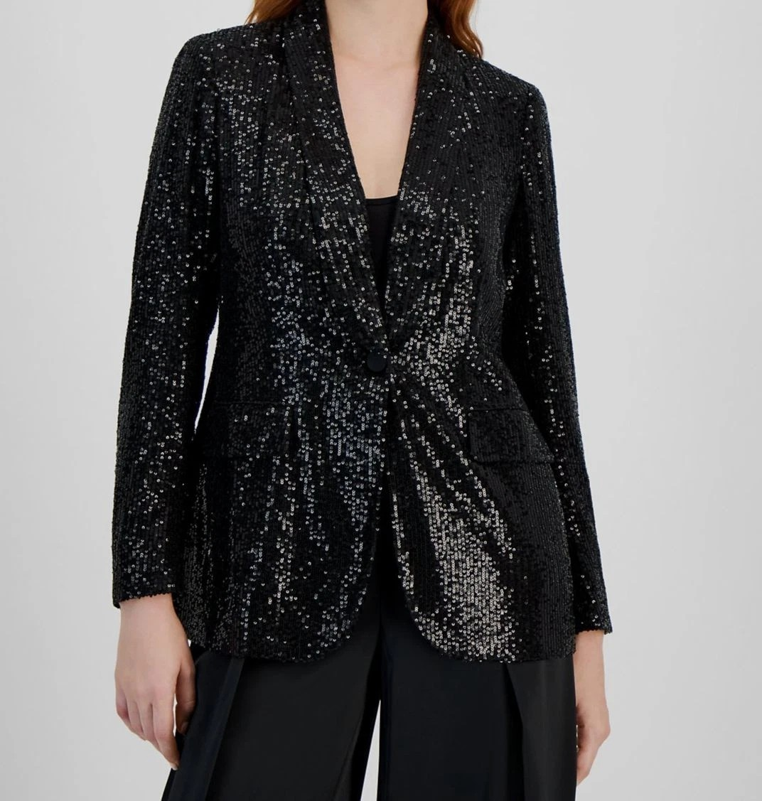 Anne Klein Women's Sequin One-Button Blazer MSRP $159