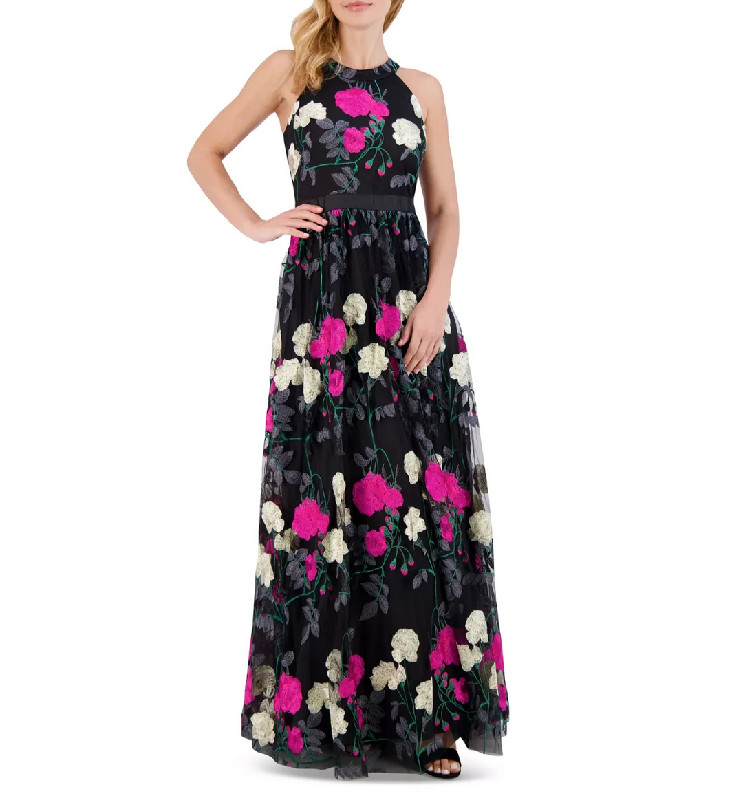 Eliza J Petite Embroidered Tulle Ball Gown MSRP $288