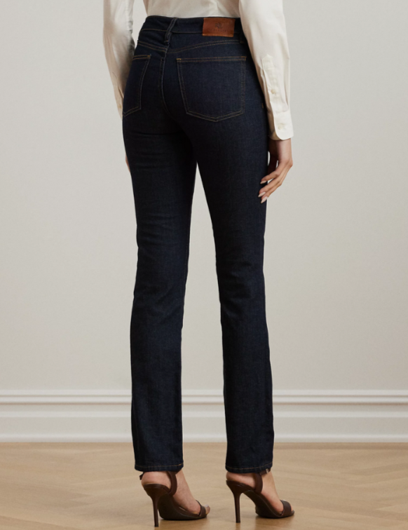 LAUREN Ralph Lauren Super Stretch Premier Mid-Rise Straight Jeans MSRP $115