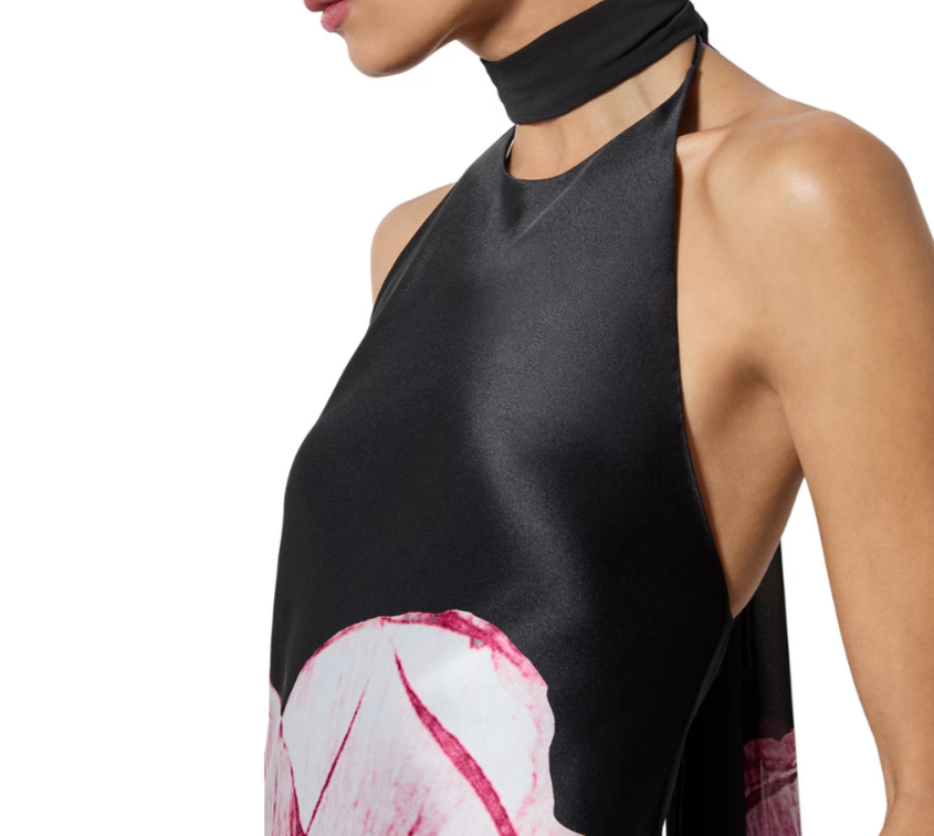 Alice and Olivia Montana Low Back Dress with Detachable Scarf MSRP $595