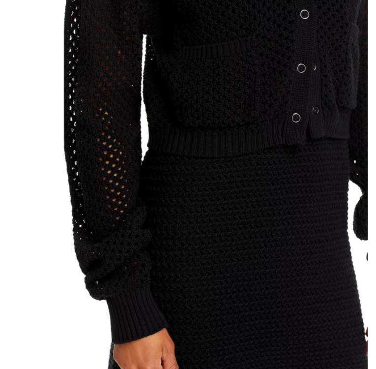 RE/DONE Crochet Polo Button Front Cardigan MSRP $395