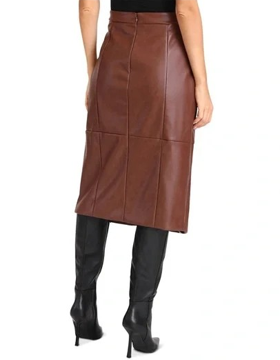 Bagatelle Faux Leather a Line MIDI Skirt MSRP $89