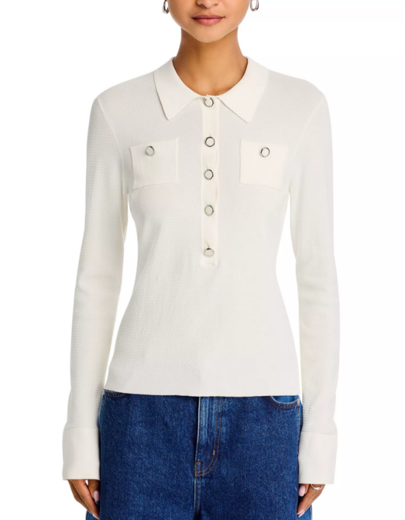 Derek Lam 10 Crosby Pansy Henley Top MSRP $295